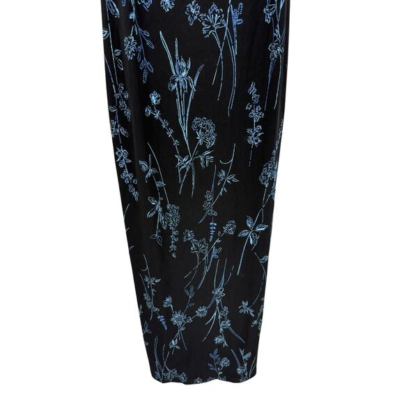 Vintage Perception 90’s Black Square Neck Floral Maxi Dress Y2K Dark Fairy M - Picture 4 of 7